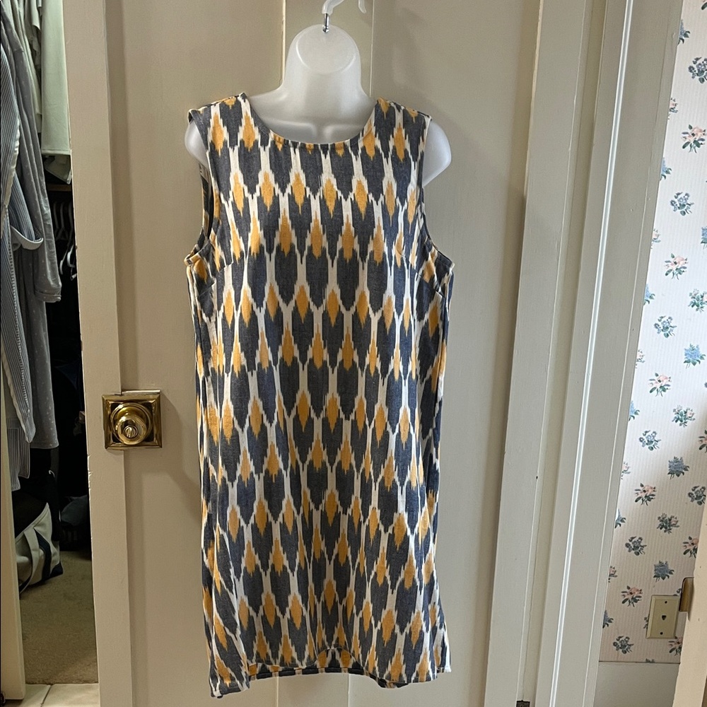 Mata Traders Sleeveless Dress - Blue, Yellow, White